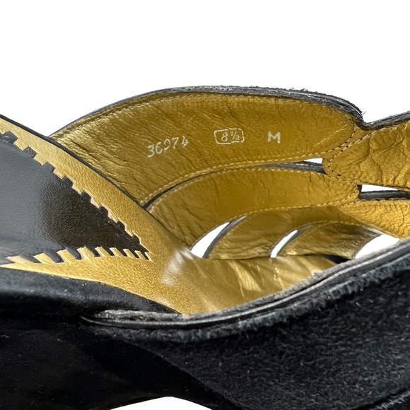 CHARLES JOURDAN PARIS BLACK SUEDE & GOLD METAL WEDGES SIZE 8.5M - Picture 15 of 15